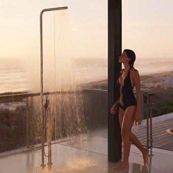 Vola FS3 freestanding shower thermostatic in chrome